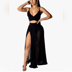 Sexy Summer 2 Pieces Maxi Chiffon Dress Beachwear Cover up L-XL